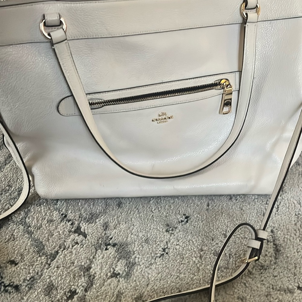 COACH Shoulder Tyler Tote F-54687 Cream Pebbled Leather Adjustable Strap Gold
